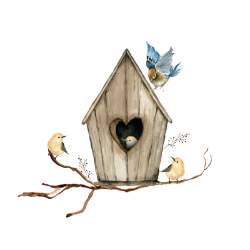 青い鳥の巣箱のイラスト